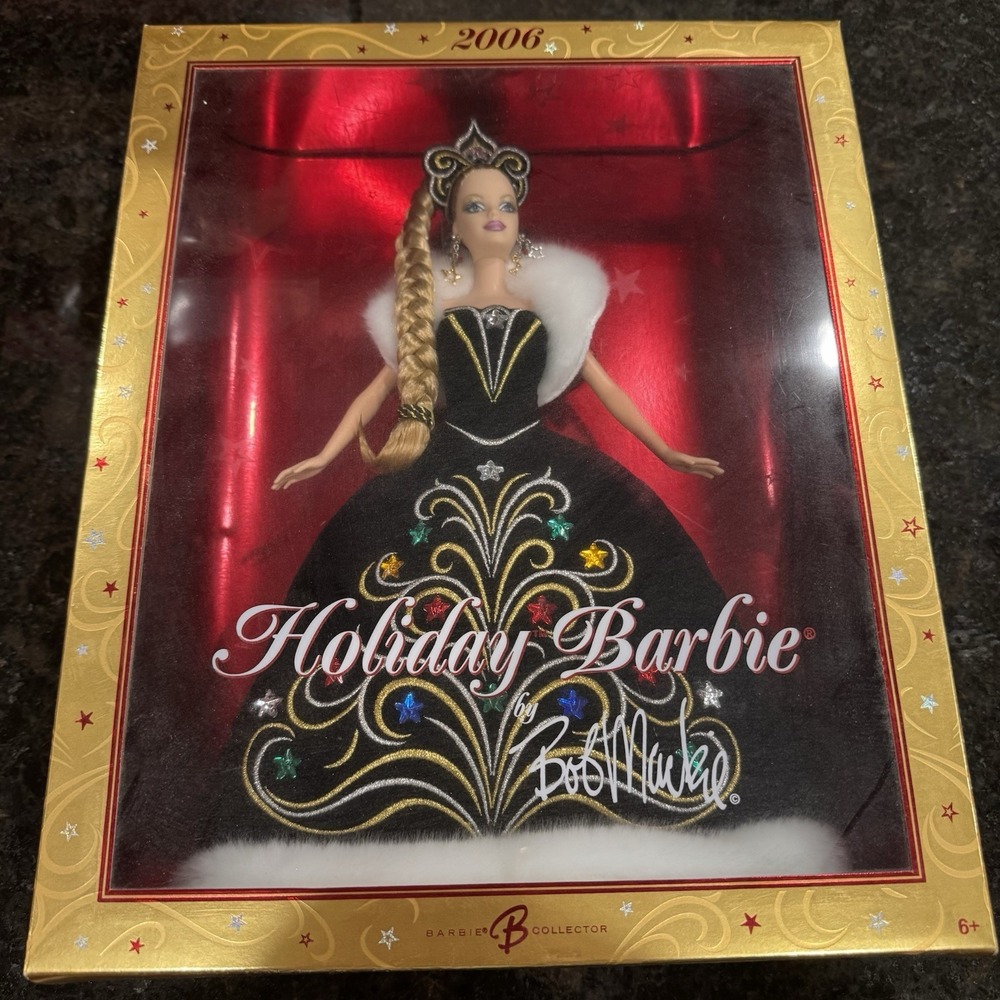 Barbie Holiday Barbie 2006 Bob Mackie 12in Doll w/ Original Unopened and Aubrey